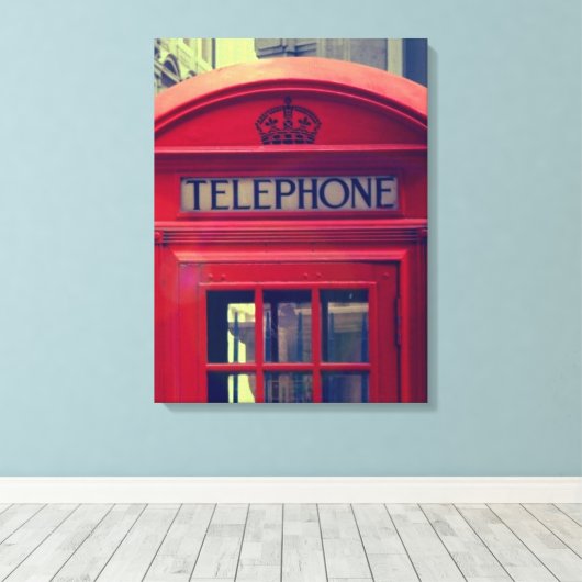 London City Red Public Telefoon Booth Canvas Afdruk (Insitu (Houten vloer))