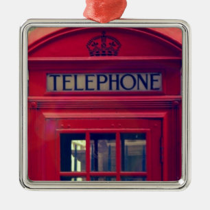 London City Red Public Telefoon Booth Metalen Ornament