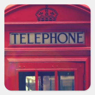 London City Red Public Telefoon Booth Vierkante Sticker