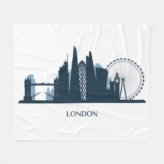 London City Skyline Fleece Deken (Voorkant (Horizontaal))