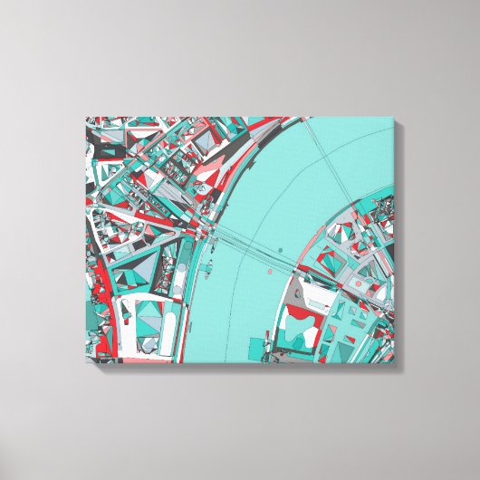 London City Structure Map Canvas Afdruk (Voorkant)