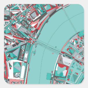 London City Structure Map Vierkante Sticker