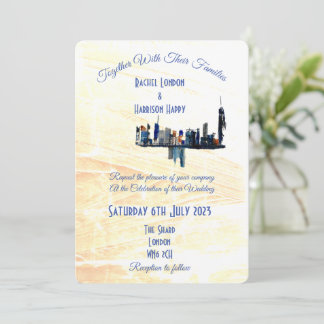 London Cityscape Abstract Ink Art Painted Wedding Kaart