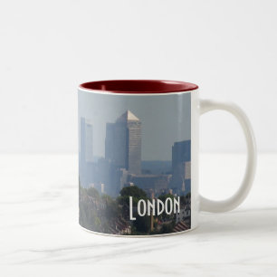 London Cityscape - Canary Wharf foto Tweekleurige Koffiemok