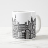 London Cityscape in Black en White Extra Grote Beker (Voorkant rechts)