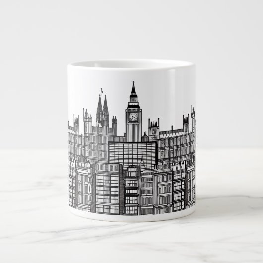 London Cityscape in Black en White Extra Grote Beker (Voorkant)