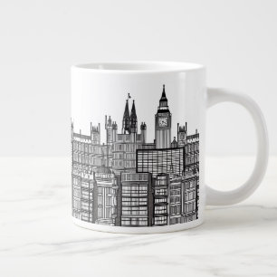 London Cityscape in Black en White Extra Grote Beker