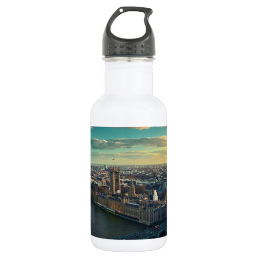 London Cityscape met Sunset Waterfles (Voorkant)