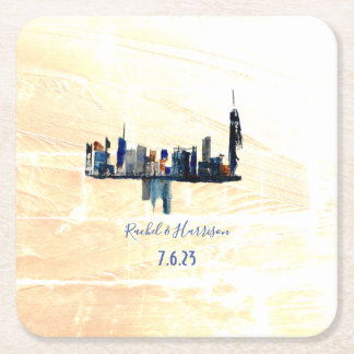 London cityscape Painted Landscape Wedding Vierkante Kartonnen Onderzetter