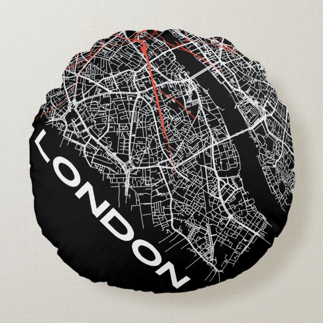 London Design Pillow Rond Kussen (Voorkant)