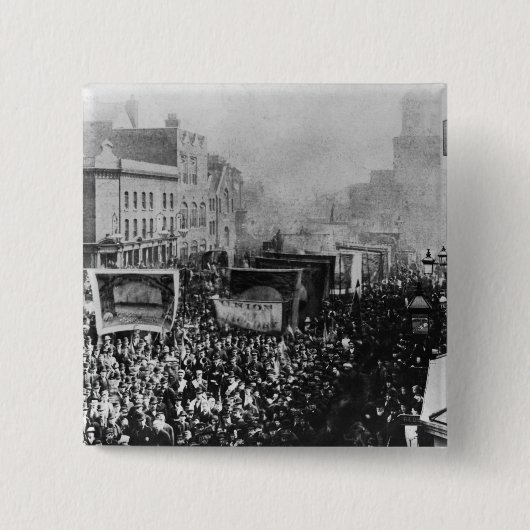 London Dock Strike, 1889 Vierkante Button 5,1 Cm (Voorkant)