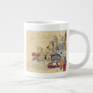 London Doodle Scene Extra Grote Beker