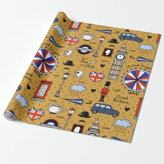 London Doodles Cadeaupapier (Uitgerold)