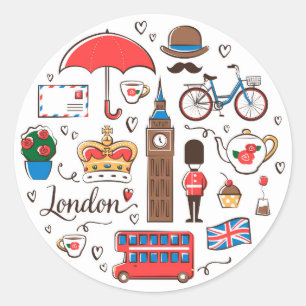 London Doodles Ronde Sticker