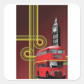 London Double Decker Bus Square Sticker (Voorkant)