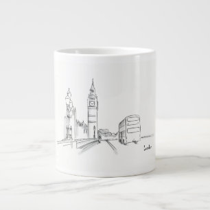 London Drawing Simple Black and White Jumbo Mok