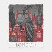 London Elevings by Night - Red Fleece Deken (Voorkant)