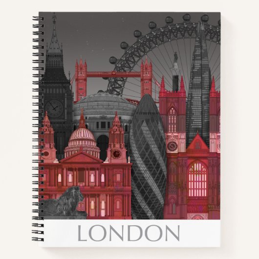 London Elevings by Night - Red Notitieboek (Voorkant)