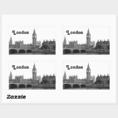 London Engeland Skyline Etched Rechthoekige Sticker (Vel)