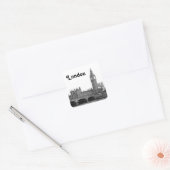 London Engeland Skyline Etched Vierkante Sticker (Envelop)