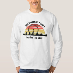 London Engeland Zonsondergang Aangepaste Lange Mou T-shirt