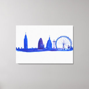 London England Art Bridge Skyline Canvas Afdruk