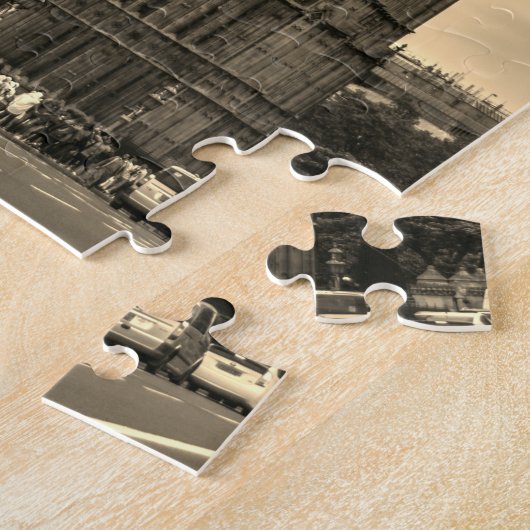 London England Big Ben Black White Red Bus Legpuzzel (Zijkant)