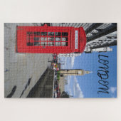 London England Big Ben Black White Red Bus Legpuzzel (Horizontaal)