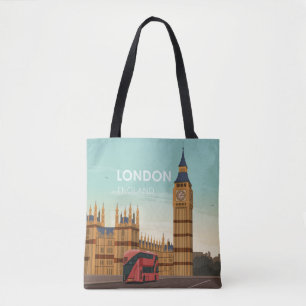 London England Big Ben Vintage Travel Draagtas