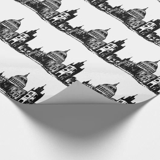 London England Black Pattern Retro  Cadeaupapier (Hoek)