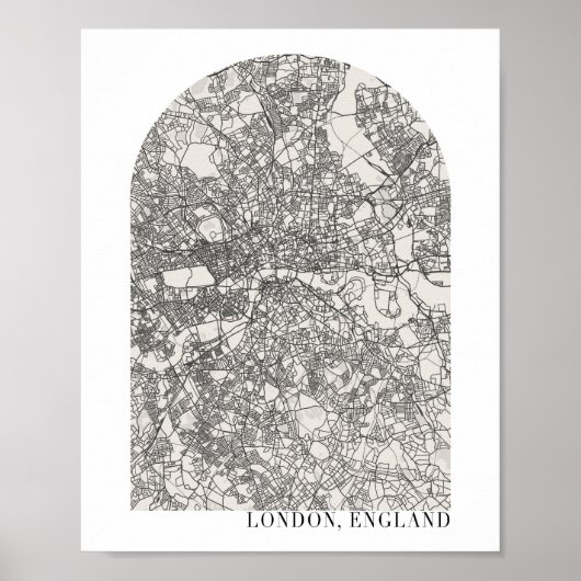 London England Boho Minimal Arch Street Map Poster (Voorkant)