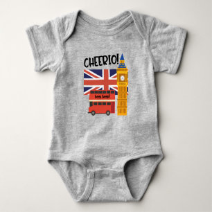 London England Cheerio United Kindgdom Big Ben Cof Romper