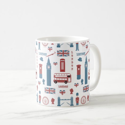 London England Landmarks Big Ben English Flag Koffiemok (Voorkant rechts)