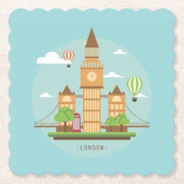 London England Landmarks Drink Coasters Kartonnen Onderzetters