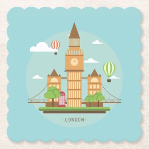 London England Landmarks Drink Coasters Kartonnen Onderzetters