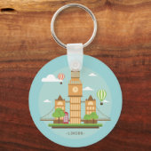 London England Landmarks Stickers Sleutelhanger (Voorkant)