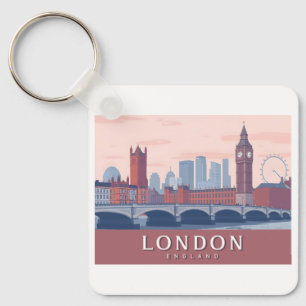 London England Pastelreizen Ontwerp Sleutelhanger