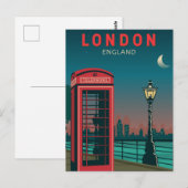London England Retro Travel Art Briefkaart (Voorkant / Achterkant)
