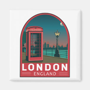 London England Retro Travel Art Magneet