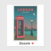 London England Retro Travel Art  Sticker (Vel)