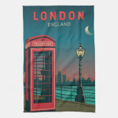 London England Retro Travel Art Theedoek (Verticaal)