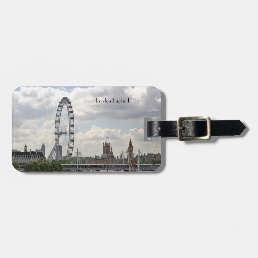 London England Skyline, Big Ben, London Eye, Thame Bagagelabel (Voorkant horizontaal)