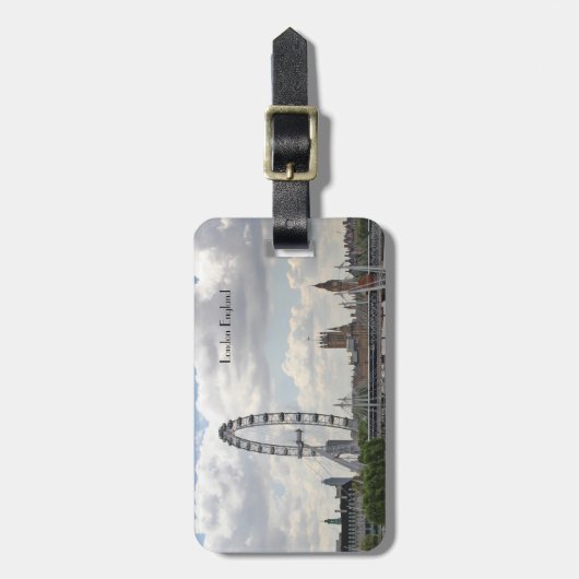 London England Skyline, Big Ben, London Eye, Thame Bagagelabel (Voorkant verticaal)