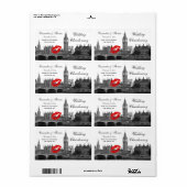 London England Skyline Kiss #1 BW H Wine Label (Full Sheet)