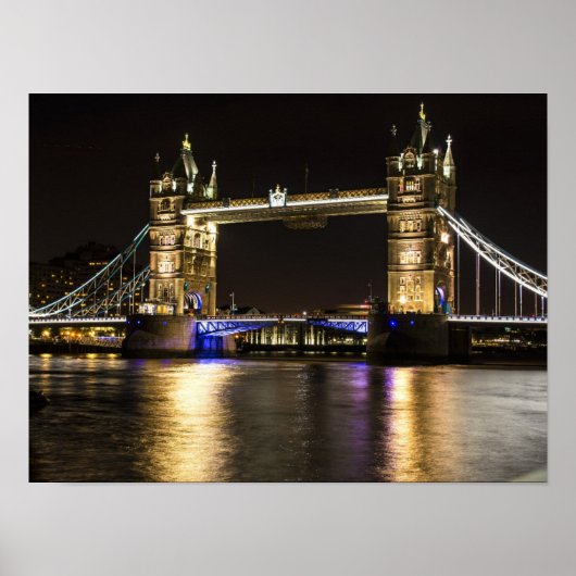 London England Skyline Night Poster Bridge (Devant)