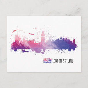 London England Skyline Splash Briefkaart