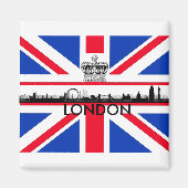 London England Skyline Union Jack Flag Magnet (Devant)