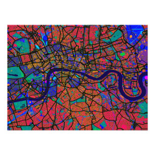 London England Street Map Foto Afdruk