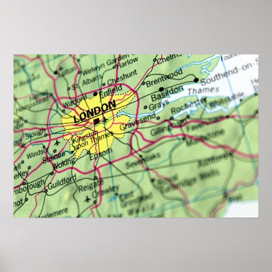 London, England Street Map Poster (Voorkant)