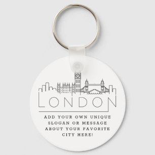 London, England Stylized Skyline   Aangepaste slog Sleutelhanger